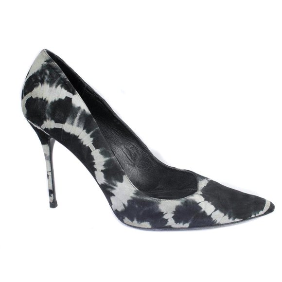 ELYSE WALKER Black & Gray Suede 'Sable' Tie Dye Pointed Toe Pumps Size 9 1/2 - Picture 2 of 6